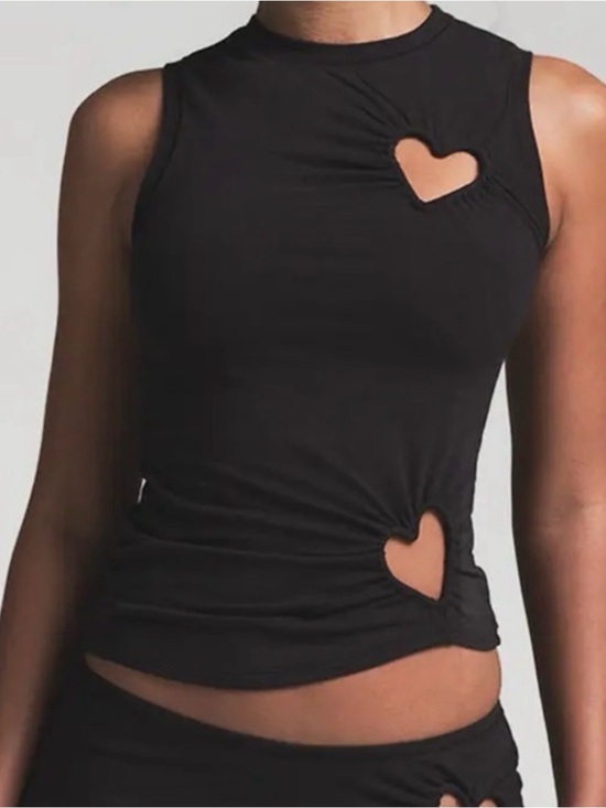 SKIMS Tops - SKIMS Sleeveless Black Heart Cutout Tank Top